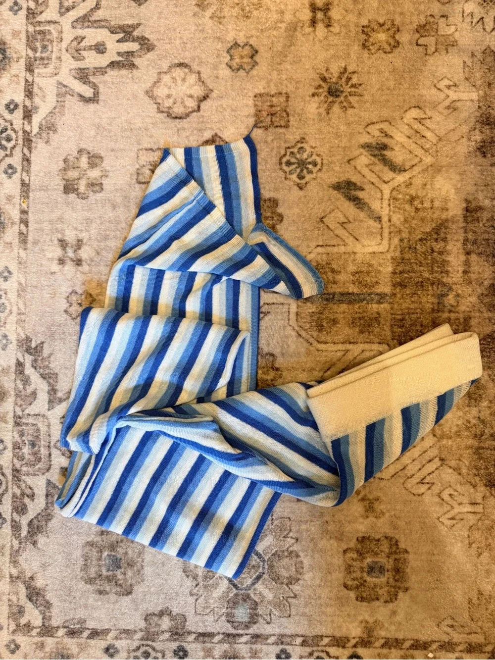 Zara Blue and White Striped Knit Pants - Picture 3 of 3